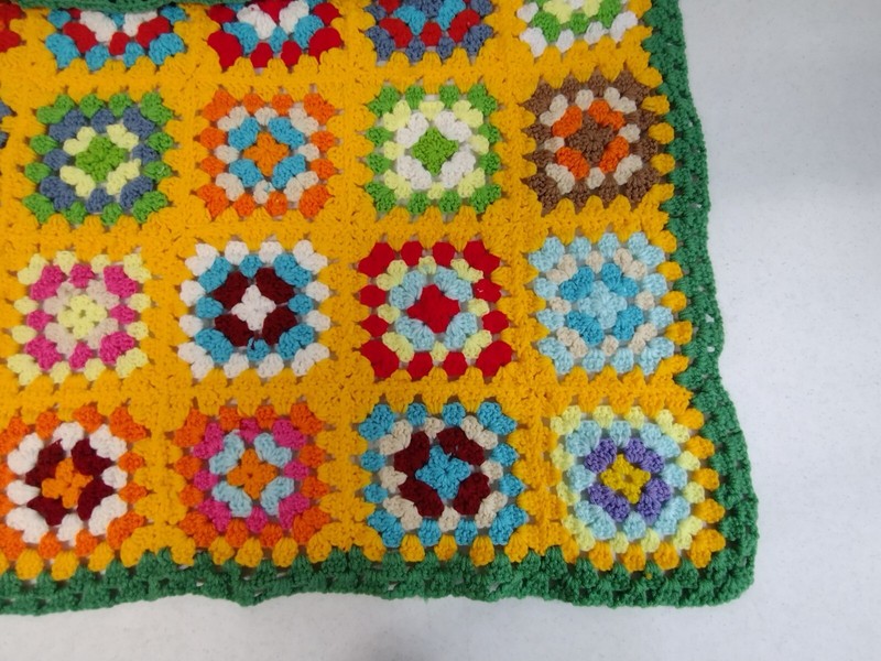 Afghan Multicolored Blanket Throw Crochet Granny Square Textured Homemade Chunky gallery
