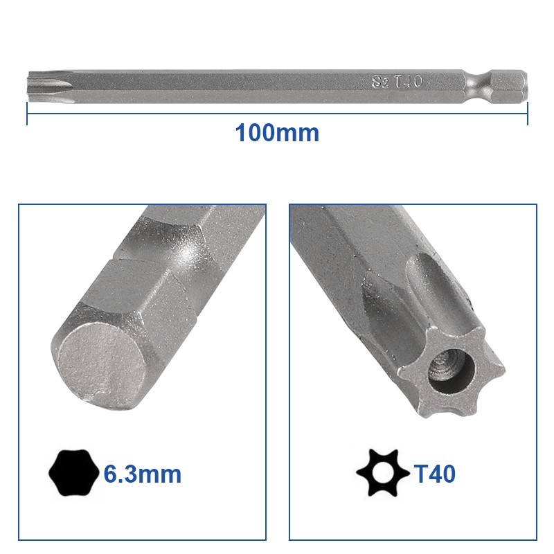 8pcs Torx Screwdriver Bit Set Hex Security Magnetic Head 100MM Extra Long T8-T40 gallery