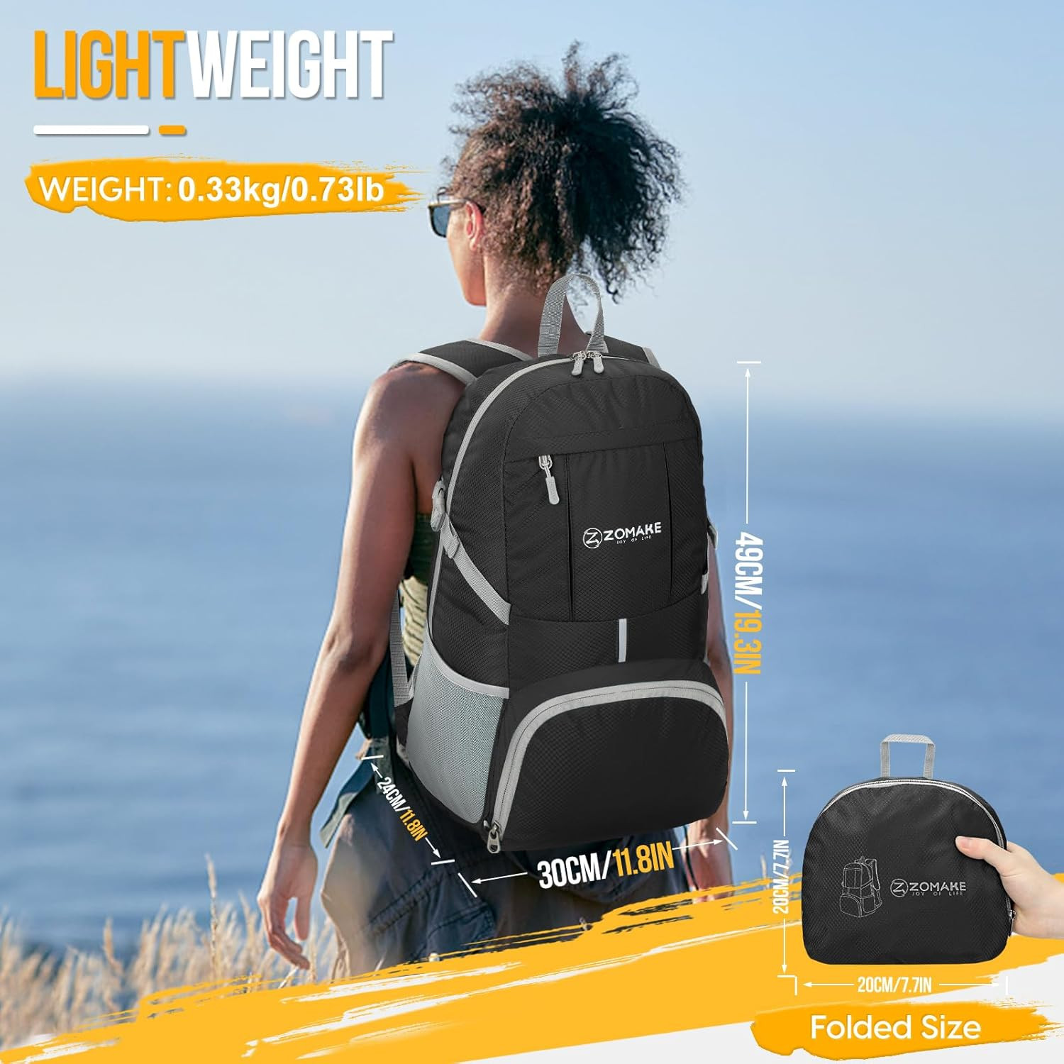 Lightweight Packable Backpack 35L, Light Foldable Backpacks Water Resistant Coll 2