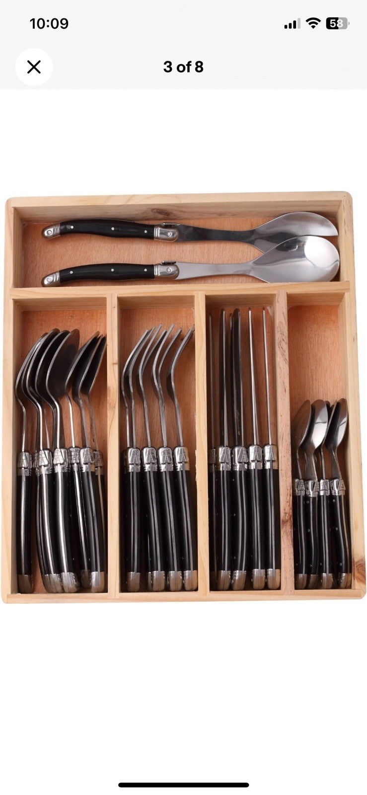 Laguiole By Flying colors Flatware Set - 34 Pieces Polished Black Finish (new) gallery