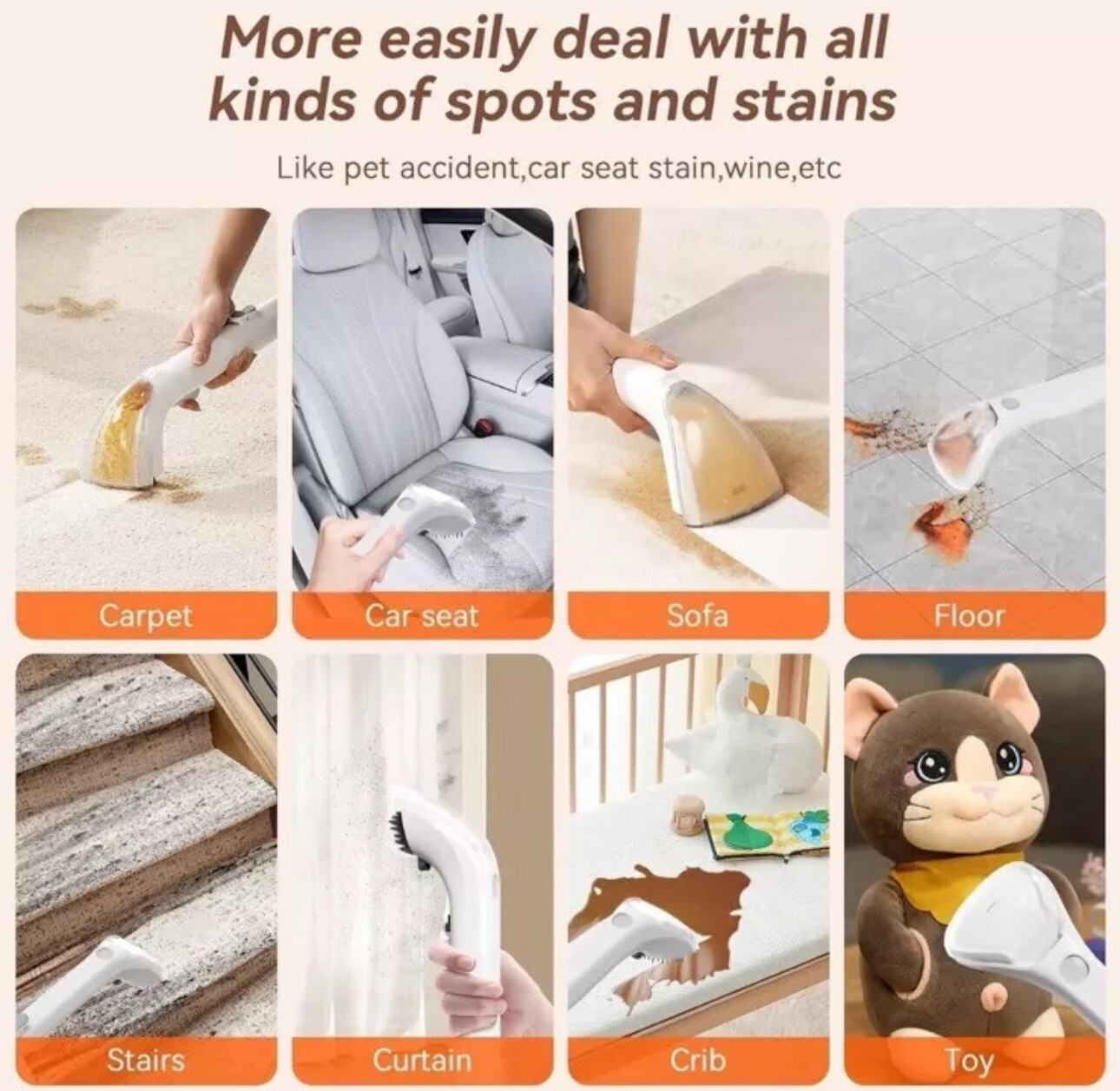 Lydsto Portable Carpet & Upholstery Cleaner Machine, 12Kpa Power Handheld 2-in-1 gallery