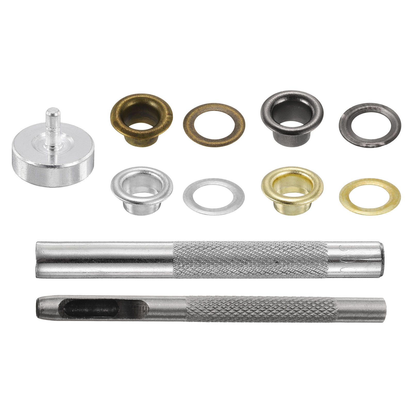 Grommet Eyelet Kit 800pcs 5mm Inner Dia with Tool, Gold,Silver,Gunmetal,Bronze gallery