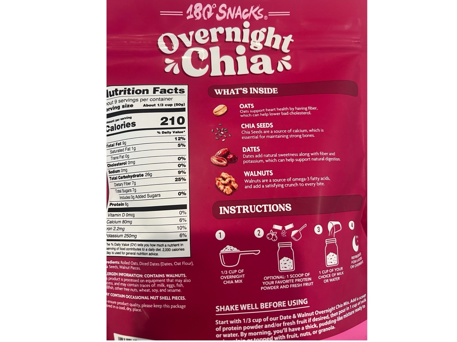 180 Snacks Overnight Chia Oats, Date And Walnut & Brown Sugar Pack gallery