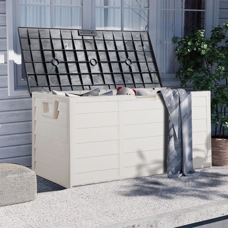 75 Gal 280L Outdoor Garden Storage Deck Box Chest Lockable Seat gallery