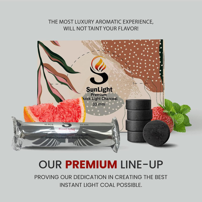 Sunlight Premium Charcoal Tablets for Incense - Instant Light - 100 Discs - 33Mm gallery