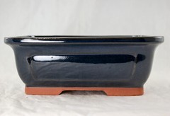 Rectangular Cactus & Succulent, Bonsai Pot 8″x 6″x 3″ w/Mesh – Navy Blue Glazed