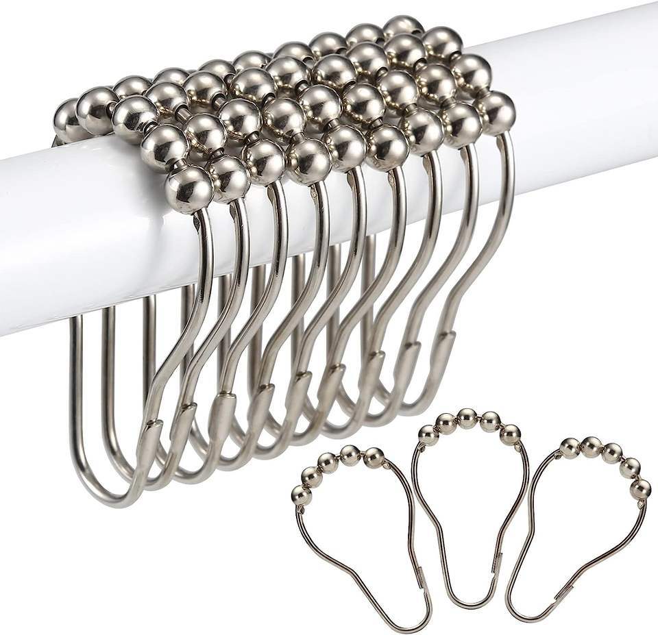 12-60pcs Rust Resistant Stainless Steel Rolling Shower Curtain Hooks/Rings/Hange gallery
