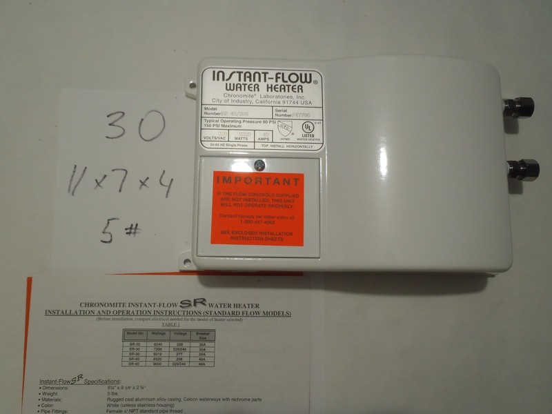 #30 CHRONOMITE INSTANT-FLOW C-MICRO CM-15L/277 104F Electric Tankless Water Heat gallery