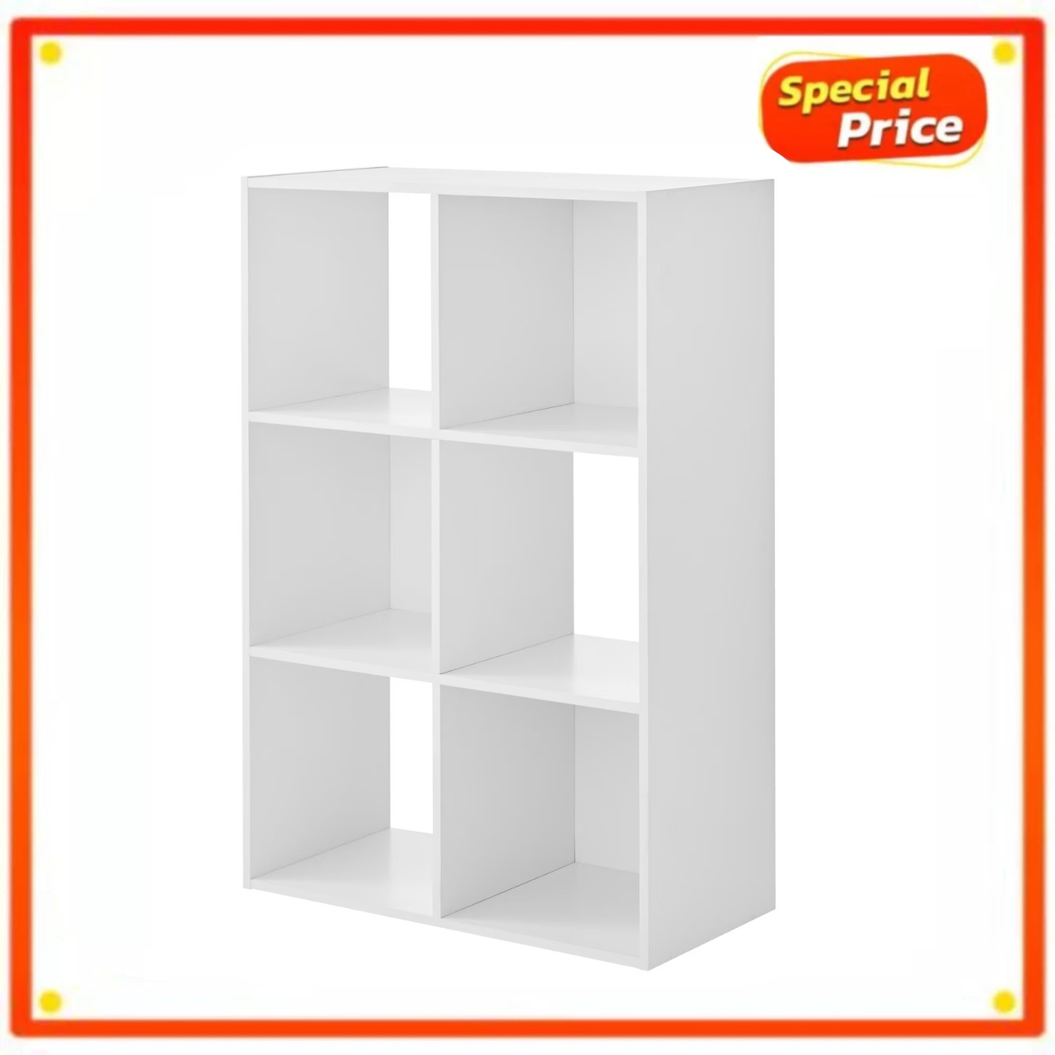 Mainstays 6 Cube Storage Organizer White Shelving Unit Home Furniture Decor gallery