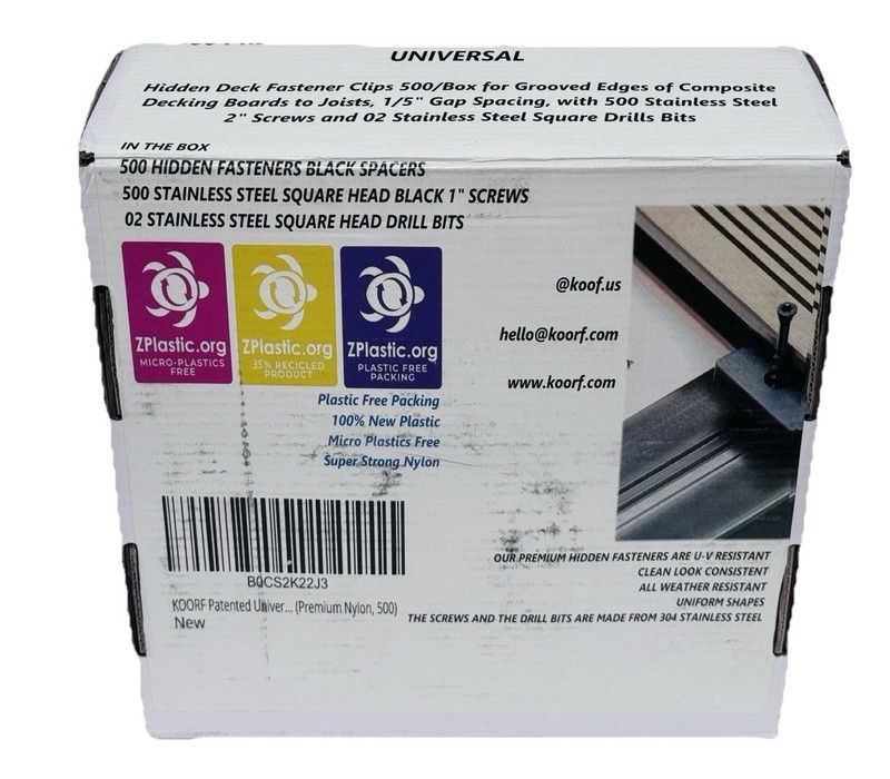 500-Piece Universal Hidden Deck Fasteners For Composite Decking Boards 1/5” Gap gallery