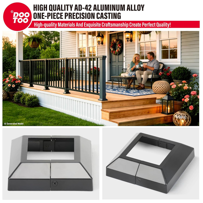 Deck Post Base Covers, Aluminum Post Cover 3"X3", Split Post Base Trim Skirt gallery
