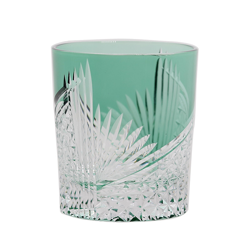 Handmade Classic Edo Kiriko Glass Shiny Crystal Whiskey Juice Tumbler Green gallery