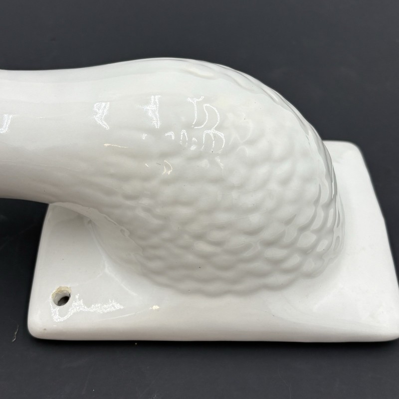 White Ceramic Goose Duck Head Wall Mount Hook Apron Towel Holder Farmhouse Chic gallery