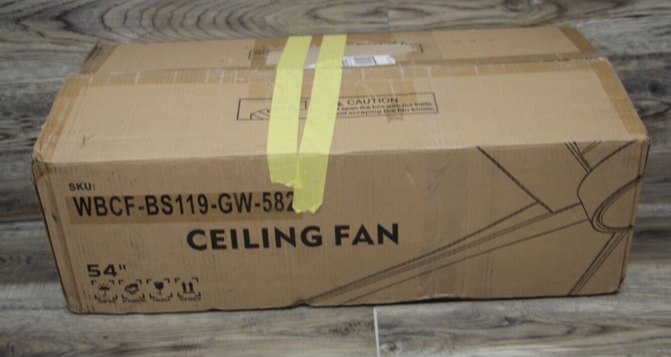 WINGBO 54 Inch DC Ceiling Fan without Lights, 5 Reversible Solid Wood Black gallery
