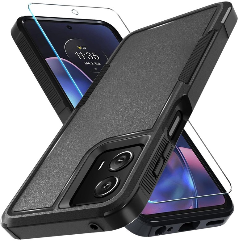 For Motorola Moto G Play 2024 Case Phone Cover Shockproof + Tempered Glass