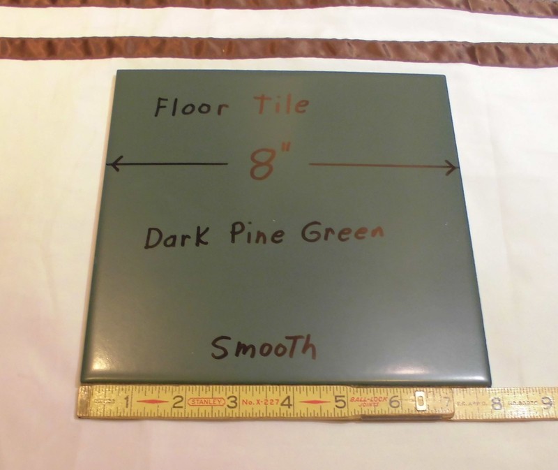 1 pc. Dark Pine Green: Ceramic Floor Tile, 8" Smooth Matte Surface, 7-13/16" Sq gallery