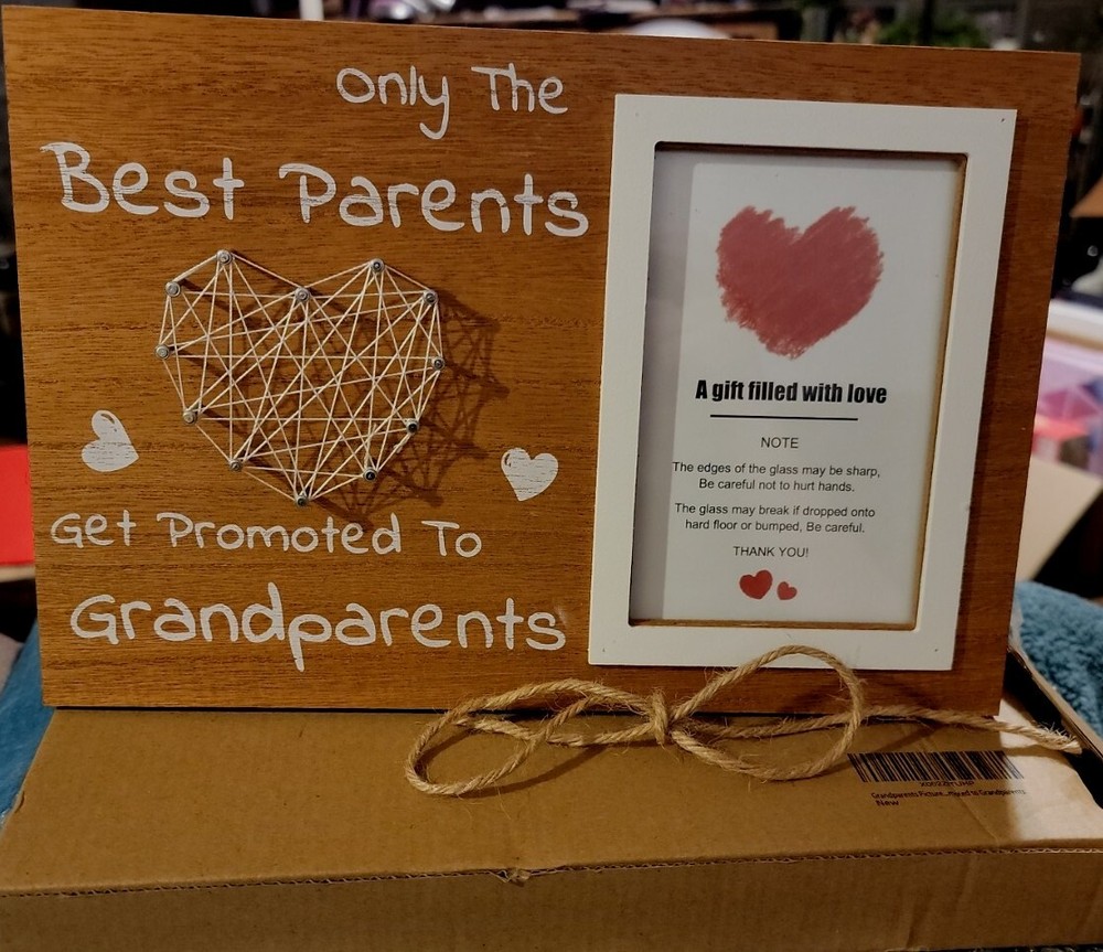 Grandparents Picture Frame Heart String 4 x 6 Photo Gift Best Parents Promoted📦