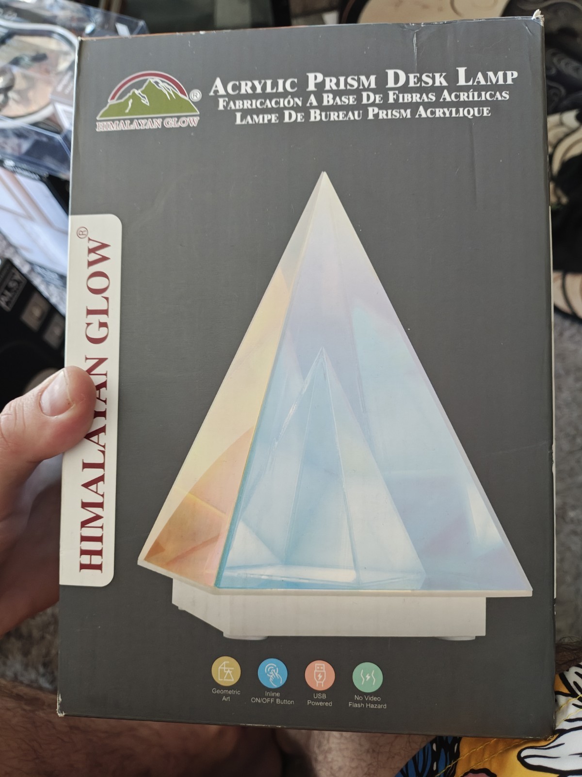 Himalayan Glow Acrylic Prism Desk Lamp Cool Light Refracted @ Different Angles gallery