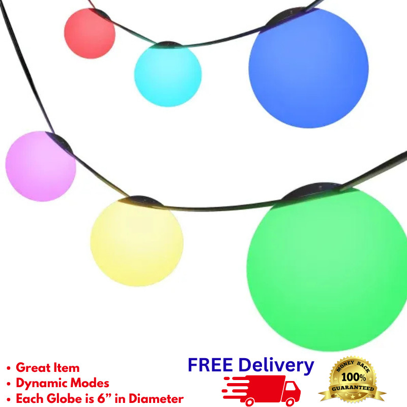 12 Wi-Fi LED Sphere Lights Color Changing Outdoor String Light App Control New gallery