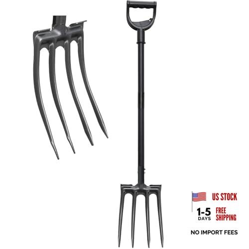 Pitch Fork, Metal Broadfork Garden Tool Long Handle, 4 Tine Mulch Hay Manure 40 gallery