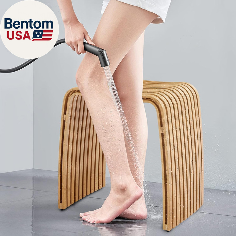 Bamboo Bathroom and Dining Stool, Bamboo Bench, Durable and Beautiful Designed f gallery
