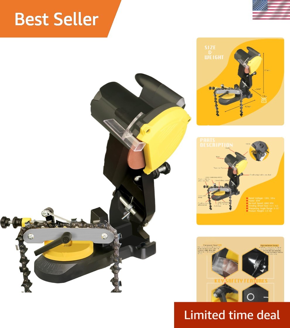 High-Performance Electric Chainsaw Sharpener - 85W Motor, 0-35° Angle Adjustment gallery