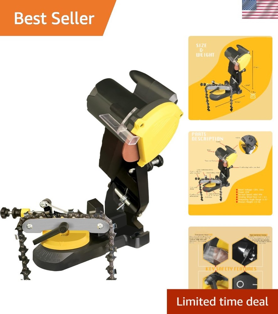 High-Performance Electric Chainsaw Sharpener - 85W Motor, 0-35° Angle Adjustment