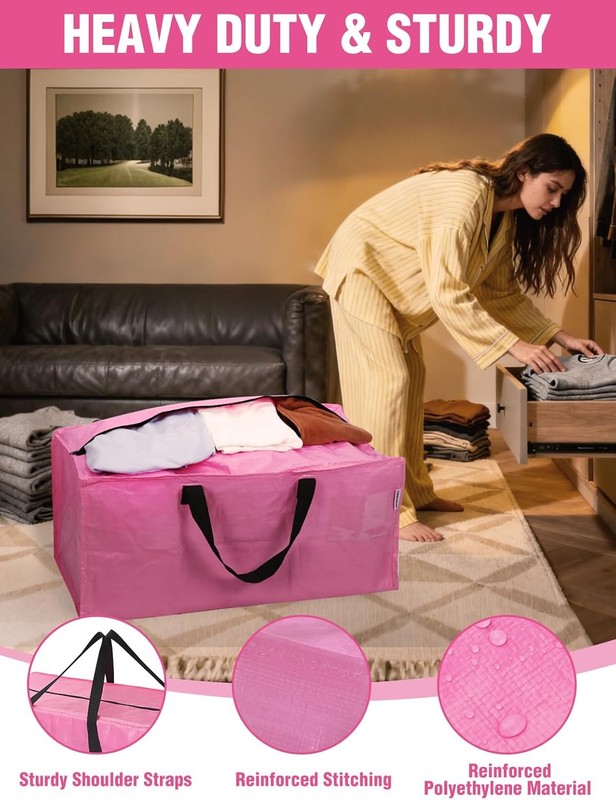 WORKPRO 4 Pack Extra Large Moving Bags Heavy-Duty Storage Tote for Space Saving gallery