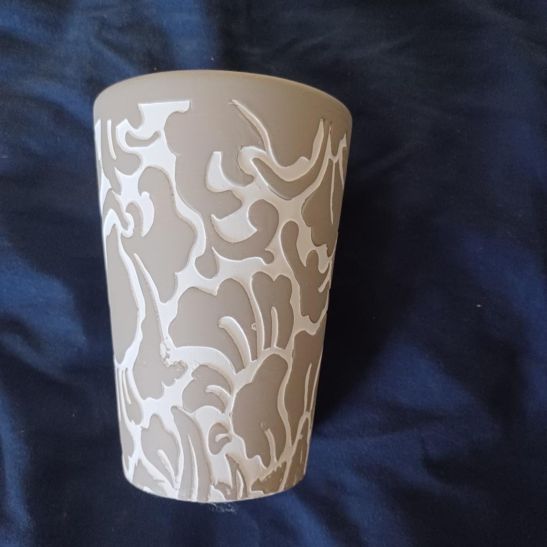 3" Tall Ceramic Floral Design Gray And White Decorative Flower Pot For Plants gallery