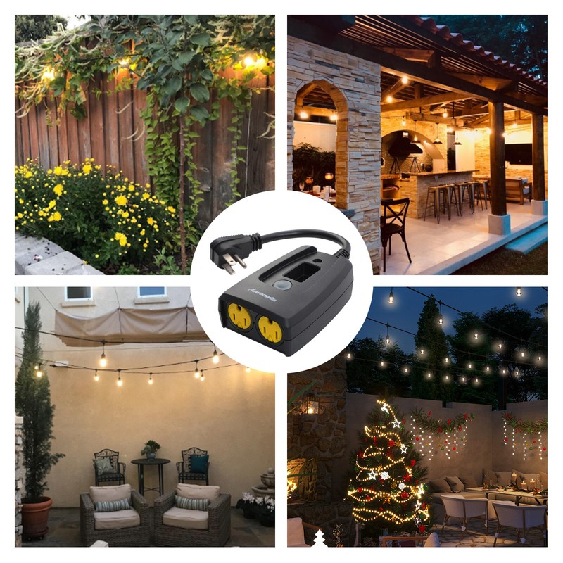 DEWENWILS Outdoor Light Timer Dusk to Dawn Plug in Countdown Timer with 2 Outlet gallery