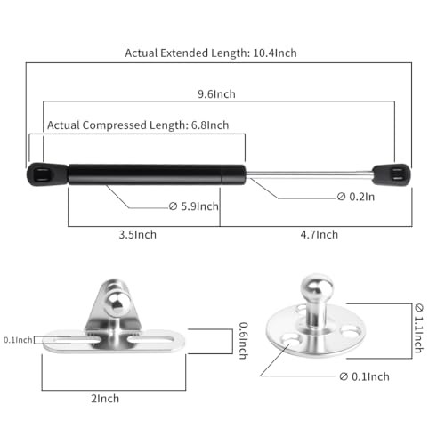 2 Pack Gas Struts, 10 Inch 33Lbs/Gas Strut Shock Spring Lift for Window 150N gallery