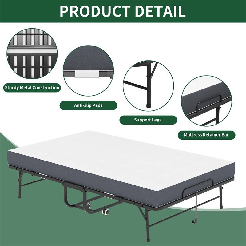 75*46 in Folding Bed with 5" Memory Foam Mattress Guest Bed Portable Rollaway gallery