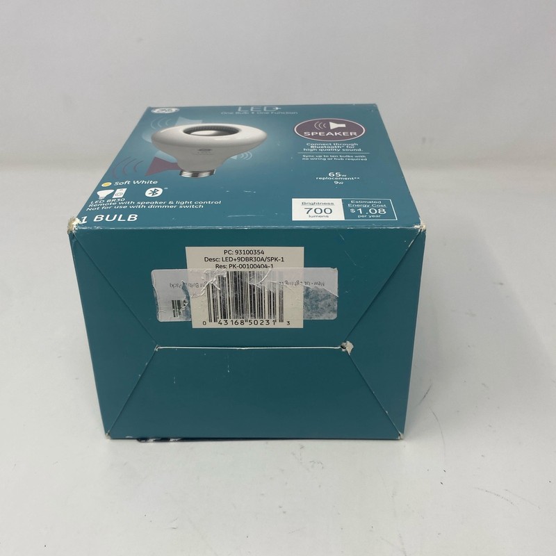 GE LED+ BR30 Soft White Bluetooth Speaker Bulb + Remote, 700lm gallery