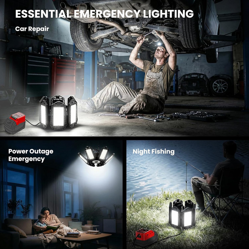 LED Work Light Compatible with Milwaukee M18 Battery - 68W 6800LM Ceiling Flood gallery