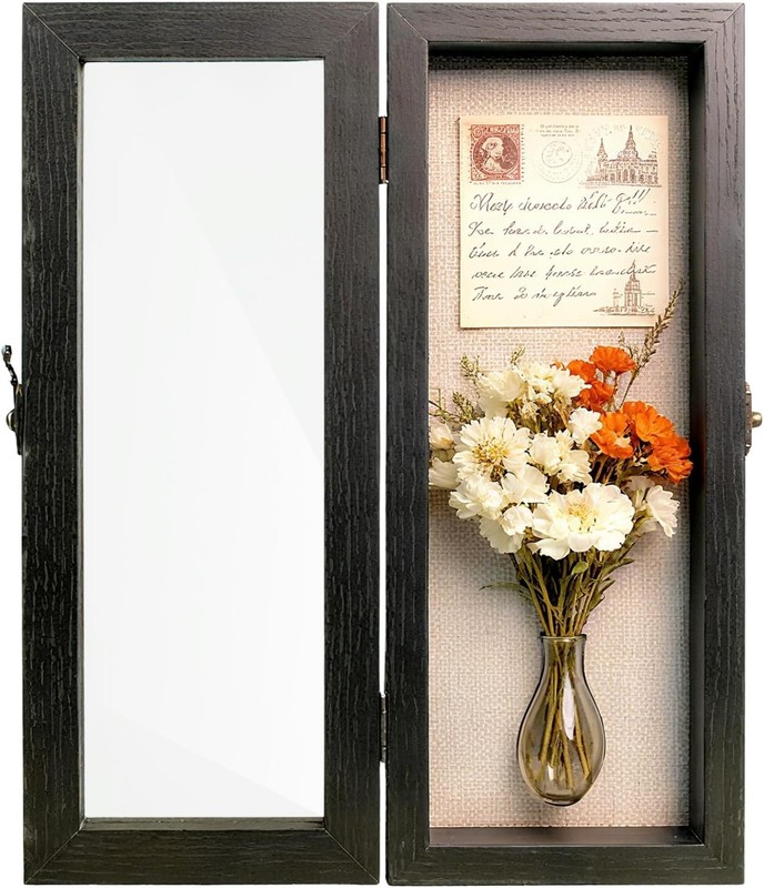 Versatile 5x12 Black Shadow Box with Linen Back - For Tickets, Flowers & More gallery