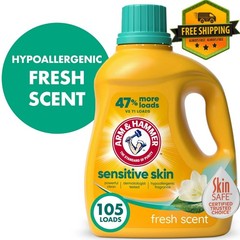ARM & HAMMER Sensitive Skin Liquid Detergent, Fresh Scent, 105 oz, 105 Loads