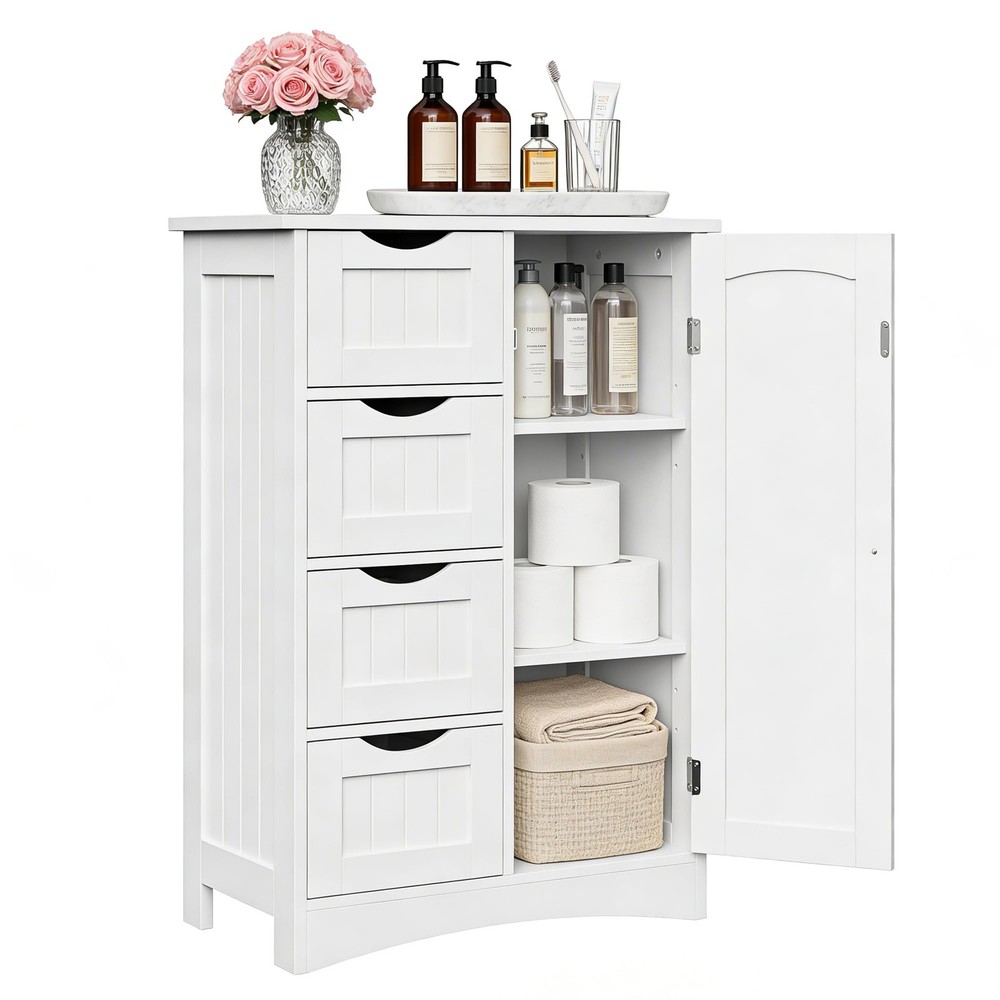 ZENY Bathroom Floor Storage Cabinet, Side 20.6"L x 11. 4"W x32.2"H, White