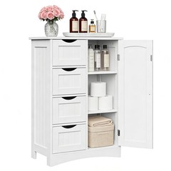 ZENY Bathroom Floor Storage Cabinet, Side 20.6″L x 11. 4″W x32.2″H, White