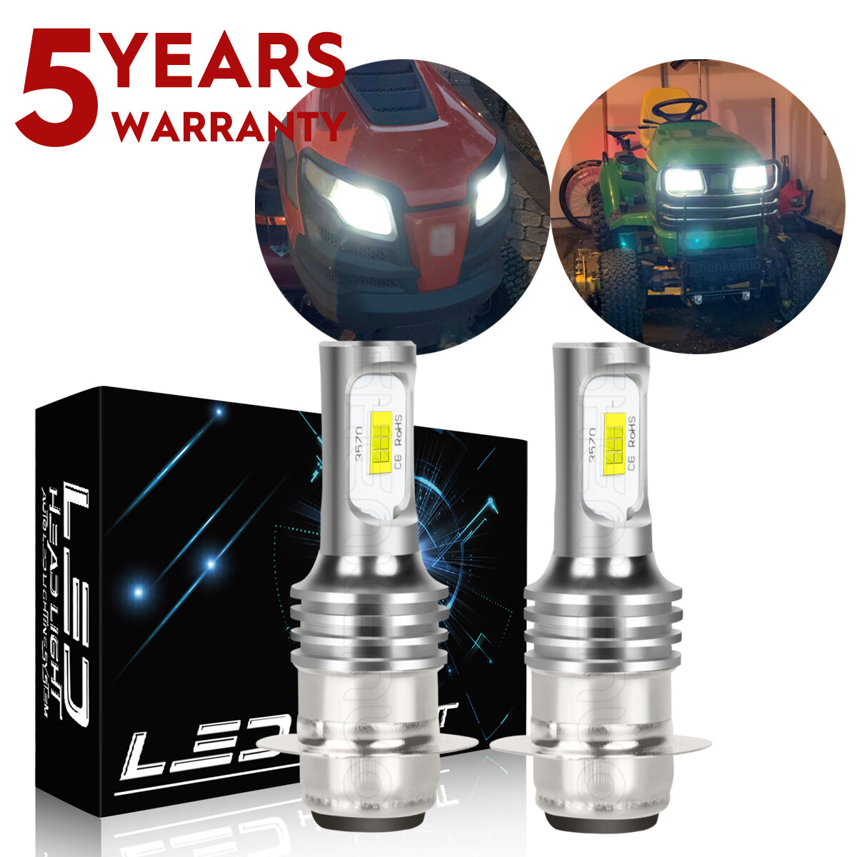 H6M LED Headlight Kit For Kubota L3000 L3010 L3130 L3300 L3400 bulb 34070-99010 gallery