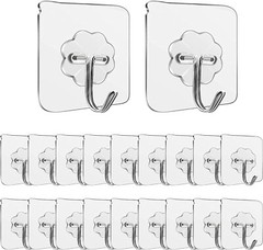 Adhesive Hooks, 20-Pack Kitchen Wall Hooks, Wall Hook Heavy Duty（22 Lbs）Max，Reus