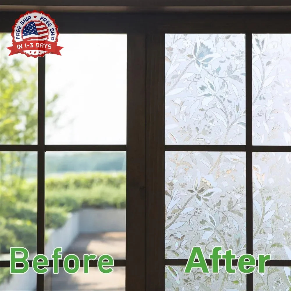 NIVIY Window Privacy Film with Installation Tools, Bathroom Stained Glass Decora gallery