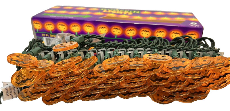 Mr. Light Pumpkin Lights 21 Ft String 60 LED Lights Halloween 1" x 1"- 2 AVAIL gallery