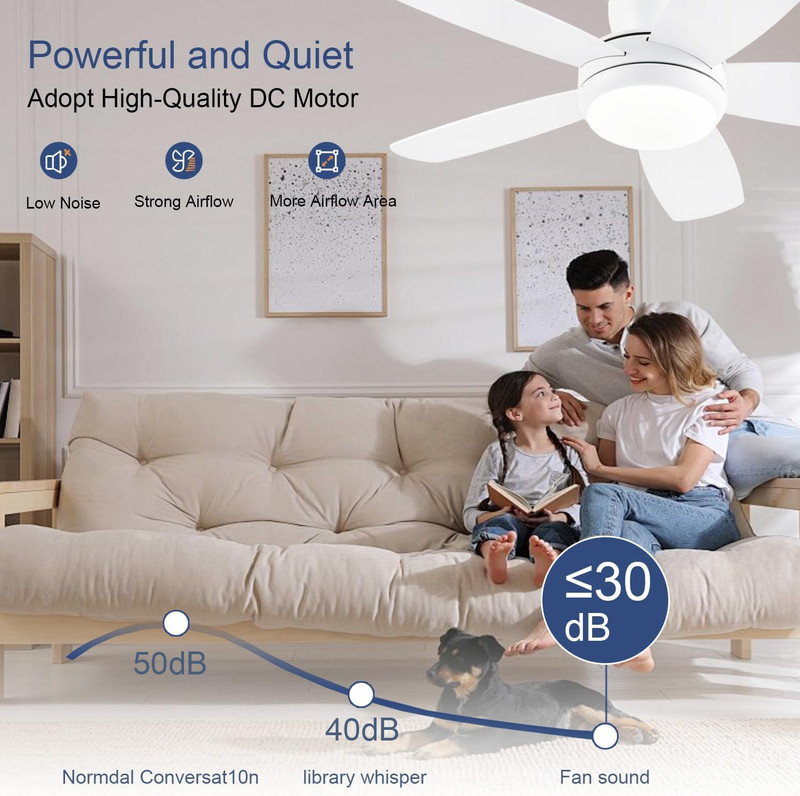 42" Dimmable Ceiling Fan with Light, Remote Control & Quiet Design gallery