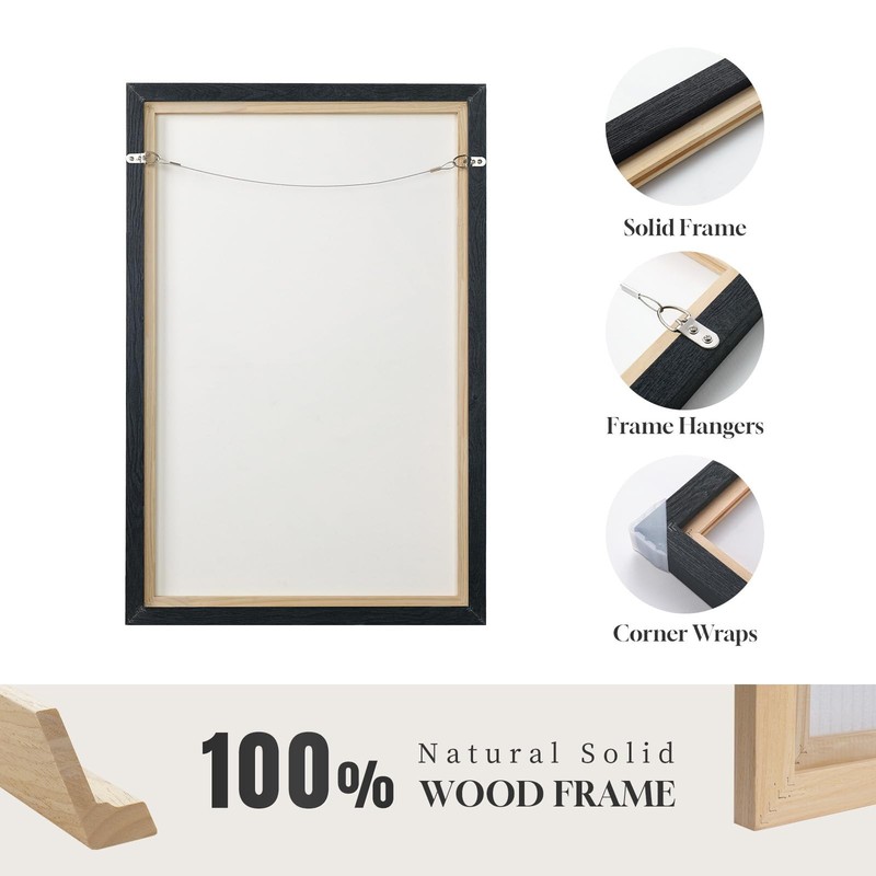Wall Art Extra Large Framed Brown Black Abstract Modern Canvas 40x60 In gallery