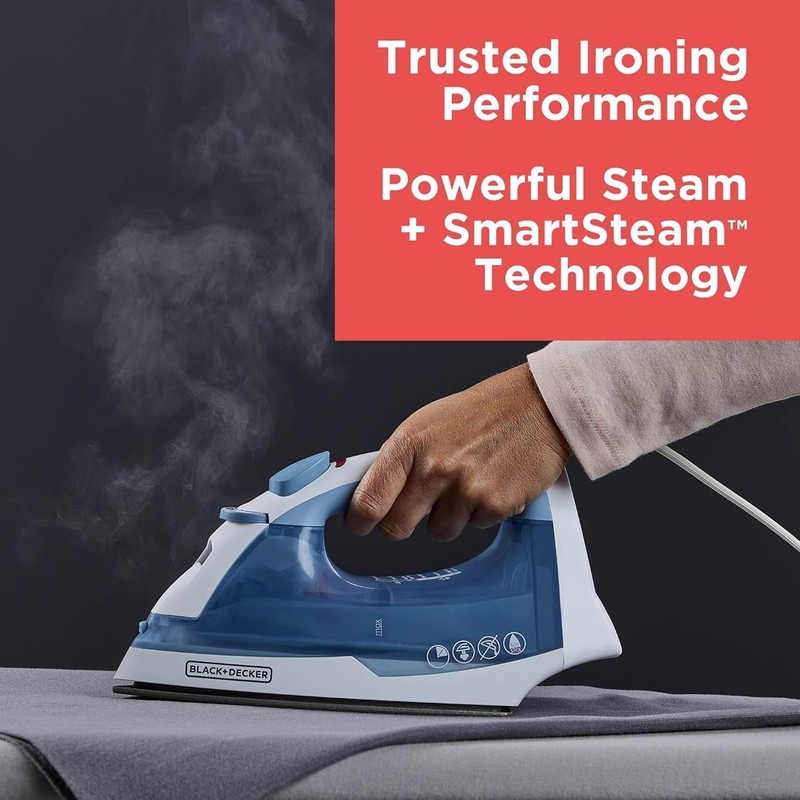 BLACK+DECKER Easy Steam Compact Iron for Clothes, Automatic Shutoff, Nonstick... gallery