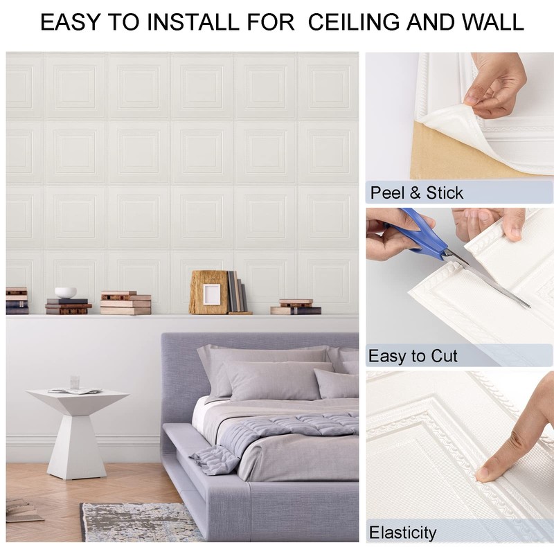 32 PCS Covered 42 Sq.Ft, Ceiling Tiles, Ceiling Tiles Peel and Stick, Self-Ad... gallery