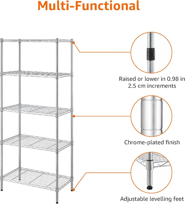 5-Shelf Adjustable Storage Shelving Unit for Garage, Steel Wire Rack, 200 Pound gallery