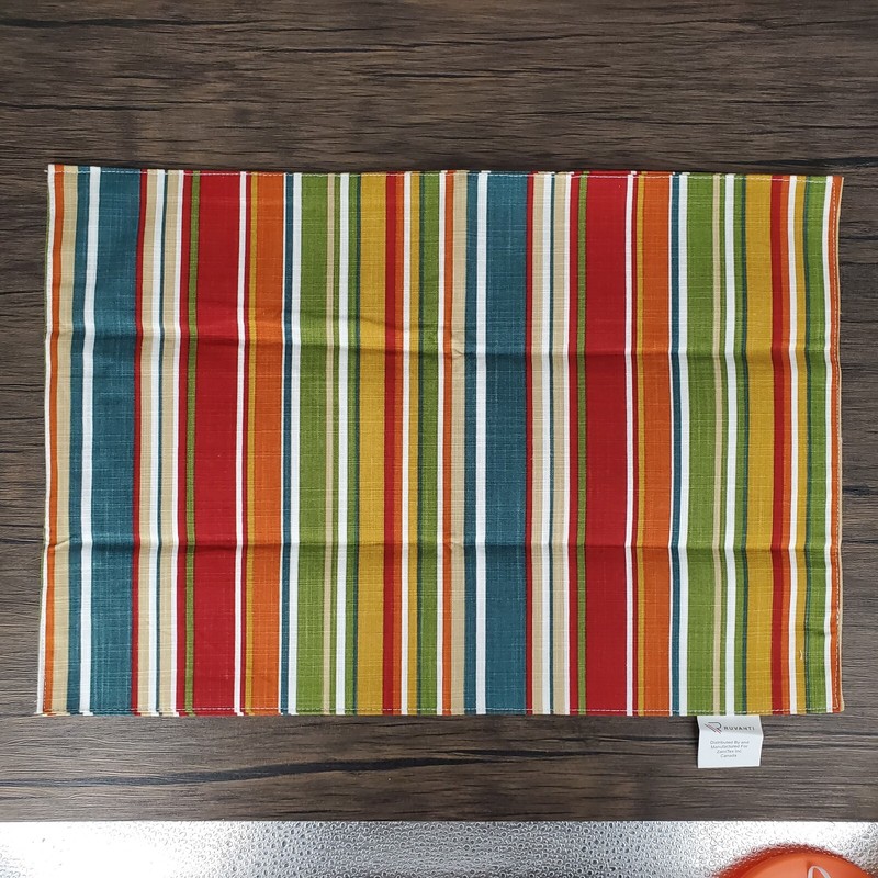 Gorgeous Ruvanti Placemats Multicolor Stripes 13" x 19" 100% Cotton Set of 6 gallery