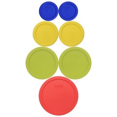 Pyrex 7-Pack Lids – (2) Cadet Blue, (2) Pastel Yellow, (2)Edamame Green, (1)Red