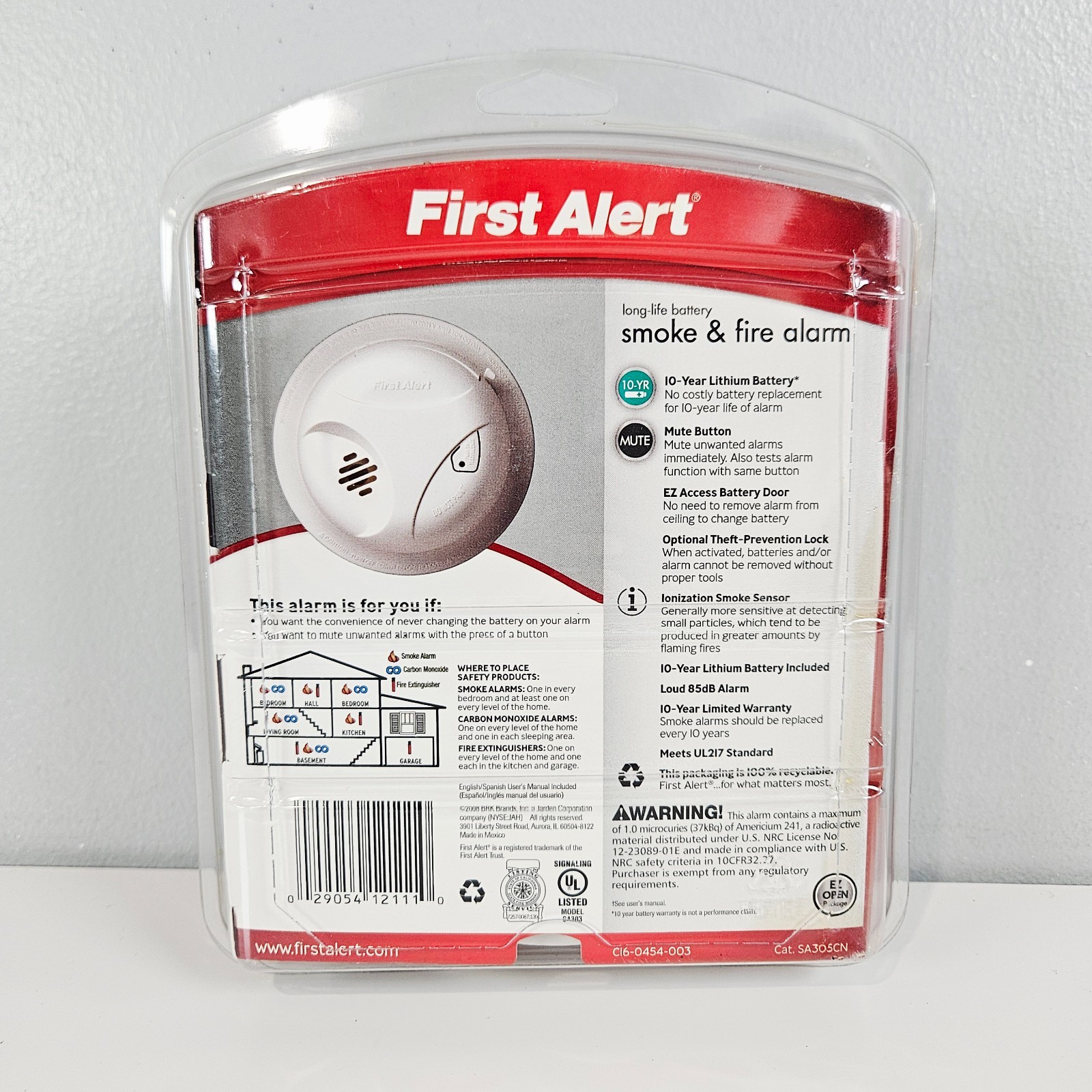 First Alert Smoke Fire Alarm w/ 10 Year Lithium Battery 85 dB SA305CN New NIB gallery